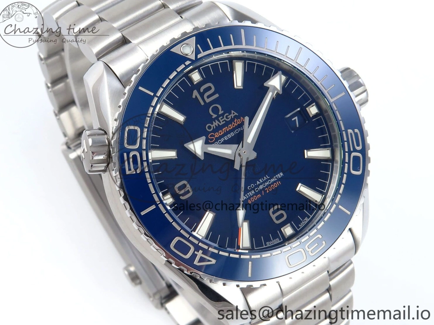 0224 Neat Seamaster Planet Ocean 600M 43.5mm SS SCF 1:1 Best Edition Blue Dial on SS Bracelet A8900 Super Clone 7684